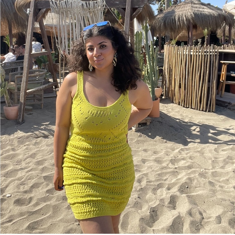 Yellow short summer dress